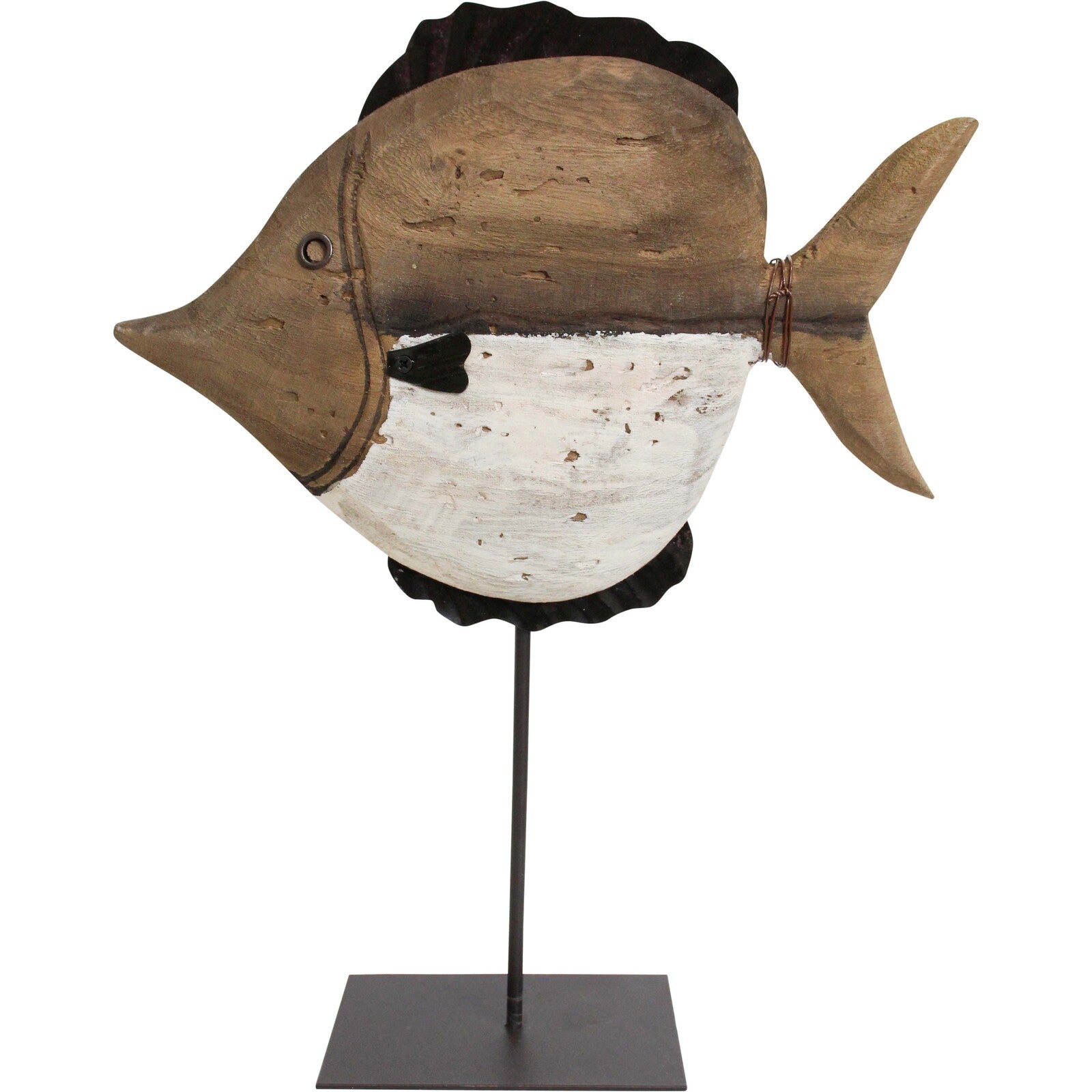 Rustic Wooden Fish Decoration on Stand – Final Touch Decor