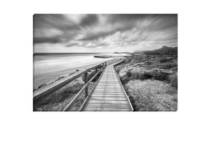 Beach Boardwalk Black & White | Canvas Wall Art Print