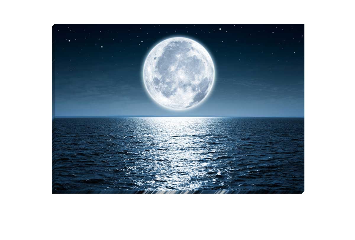 Moon over Ocean | Canvas Wall Art Print