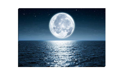 Moon over Ocean | Canvas Wall Art Print