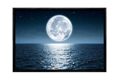 Moon over Ocean | Canvas Wall Art Print