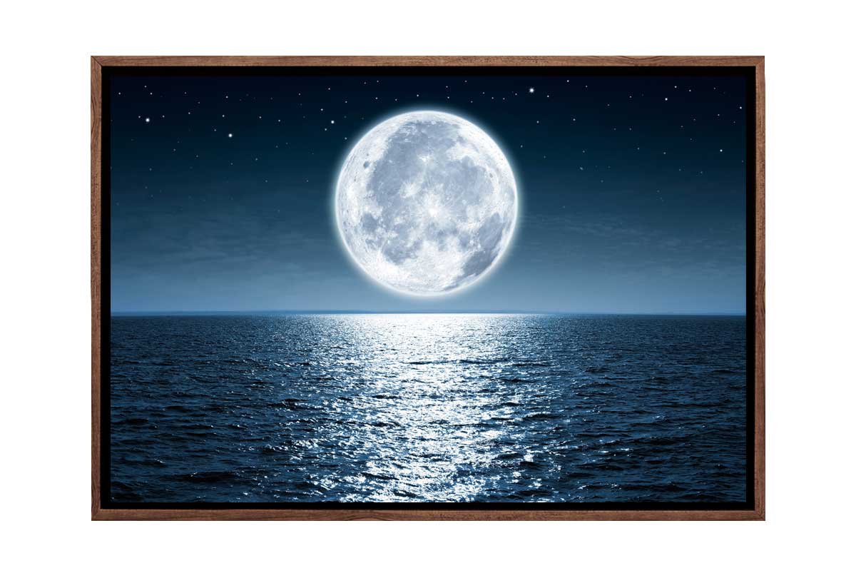 Moon over Ocean | Canvas Wall Art Print