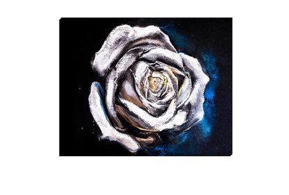 Silver Abstract Rose Bud | Canvas Wall Art Print