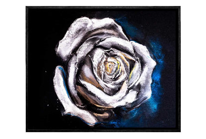 Silver Abstract Rose Bud | Canvas Wall Art Print