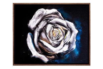 Silver Abstract Rose Bud | Canvas Wall Art Print