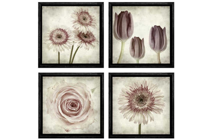 Vintage Floral Set of 4 | Canvas Wall Art Print