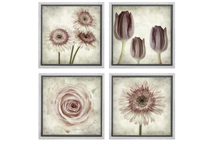 Vintage Floral Set of 4 | Canvas Wall Art Print