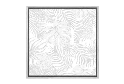 Grey Monstera & Palm leaves | Canvas Wall Art Print