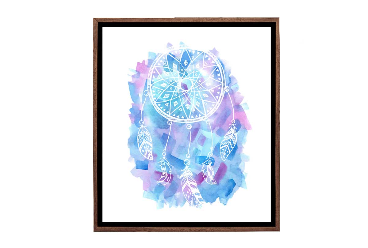 Blue and Purple Watercolour Dream Catcher | Canvas Wall Art Print