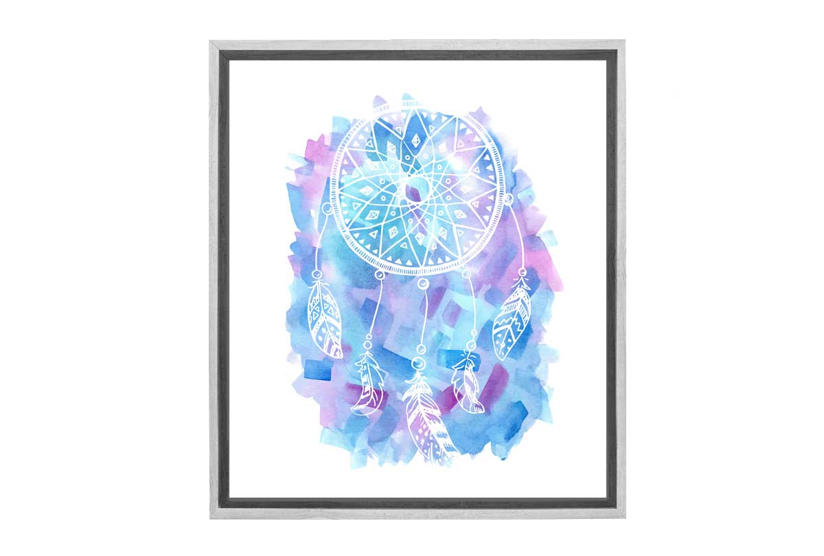 Blue and Purple Watercolour Dream Catcher | Canvas Wall Art Print