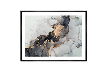 Black Gold Grey Abstract Art | Wall Art Print