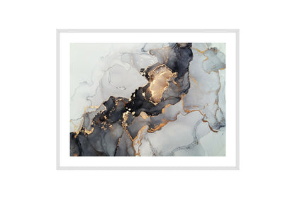 Black Gold Grey Abstract Art | Wall Art Print