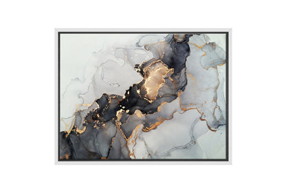 Black Gold Grey Abstract Art | Wall Art Print