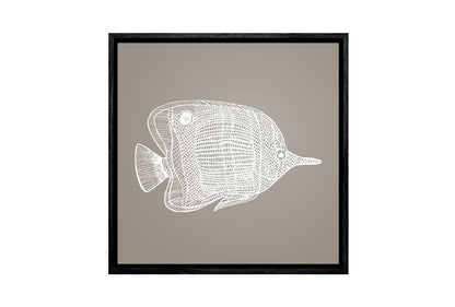 Fish 1 White on Beige | Canvas Wall Art Print