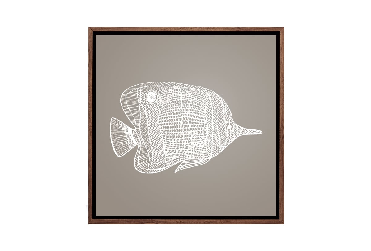 Fish 1 White on Beige | Canvas Wall Art Print