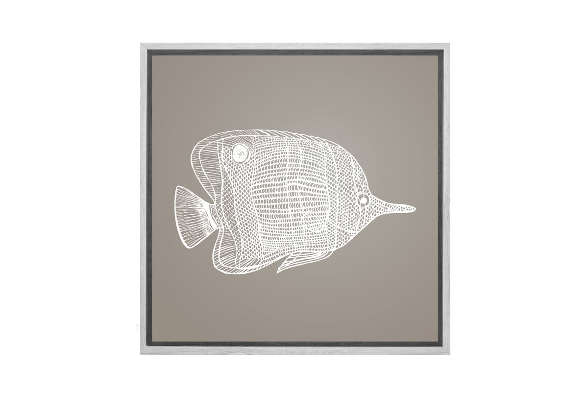 Fish 1 White on Beige | Canvas Wall Art Print