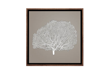 Fan Coral 2 White on Beige | Canvas Wall Art Print