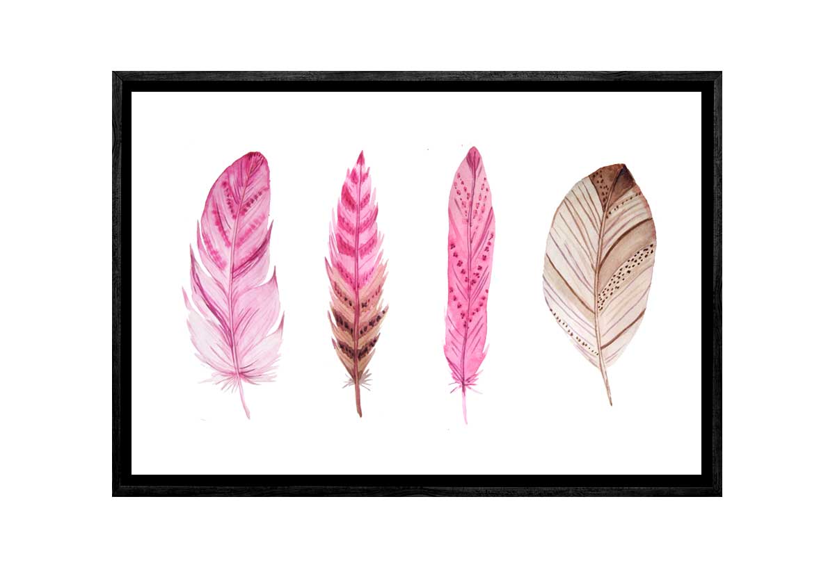 Boho Pink Feathers | Canvas Wall Art Print
