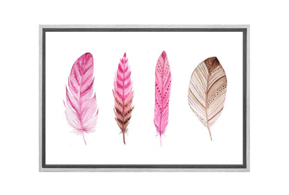 Boho Pink Feathers | Canvas Wall Art Print