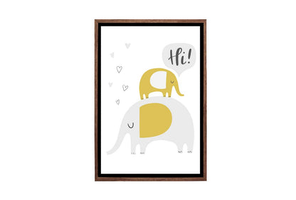 Elephants Grey Gold | Scandinavian Kid's Wall Art Print