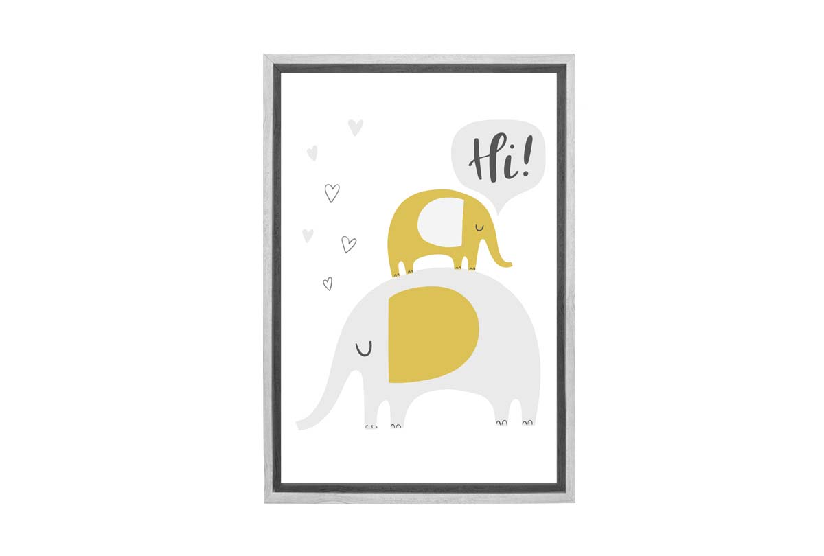 Elephants Grey Gold | Scandinavian Kid's Wall Art Print