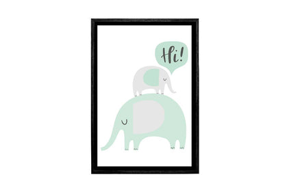 Elephants Teal | Scandinavian Kid's Wall Art Print