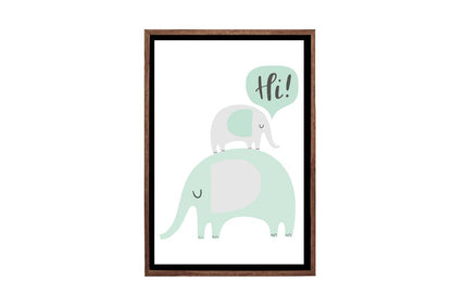 Elephants Teal | Scandinavian Kid's Wall Art Print