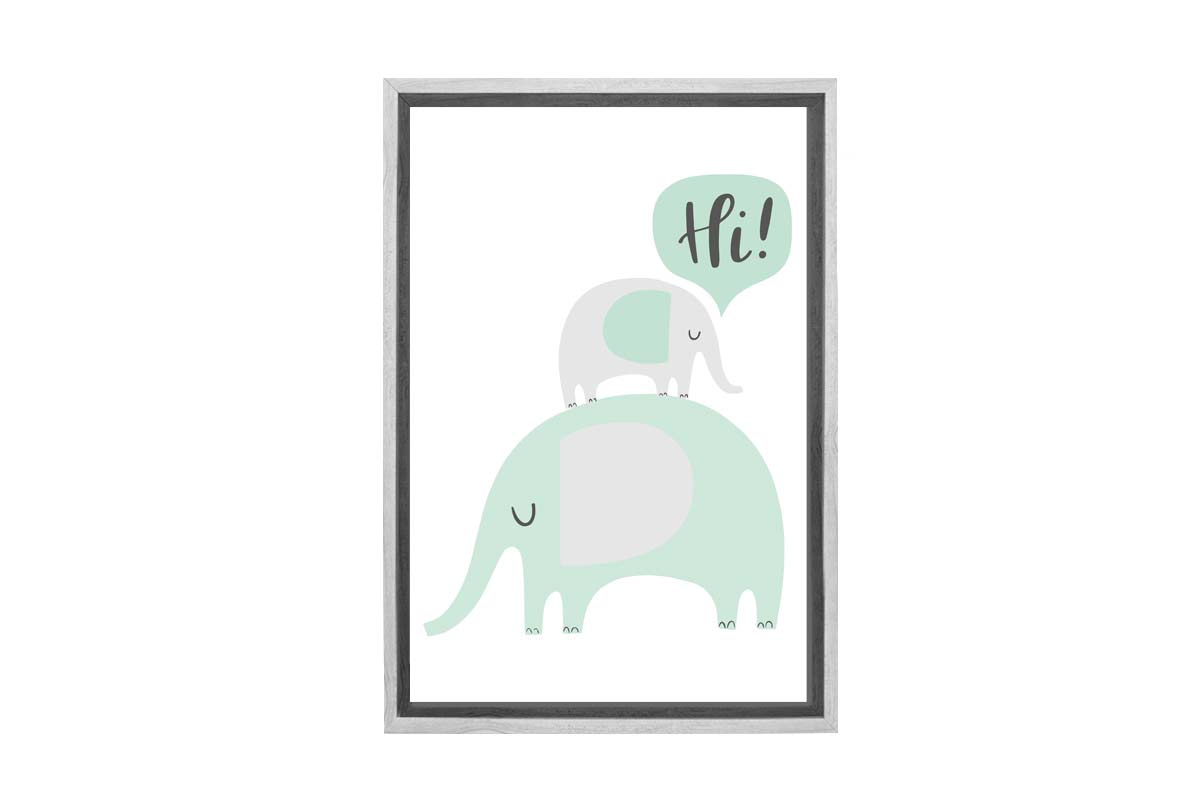 Elephants Teal | Scandinavian Kid's Wall Art Print