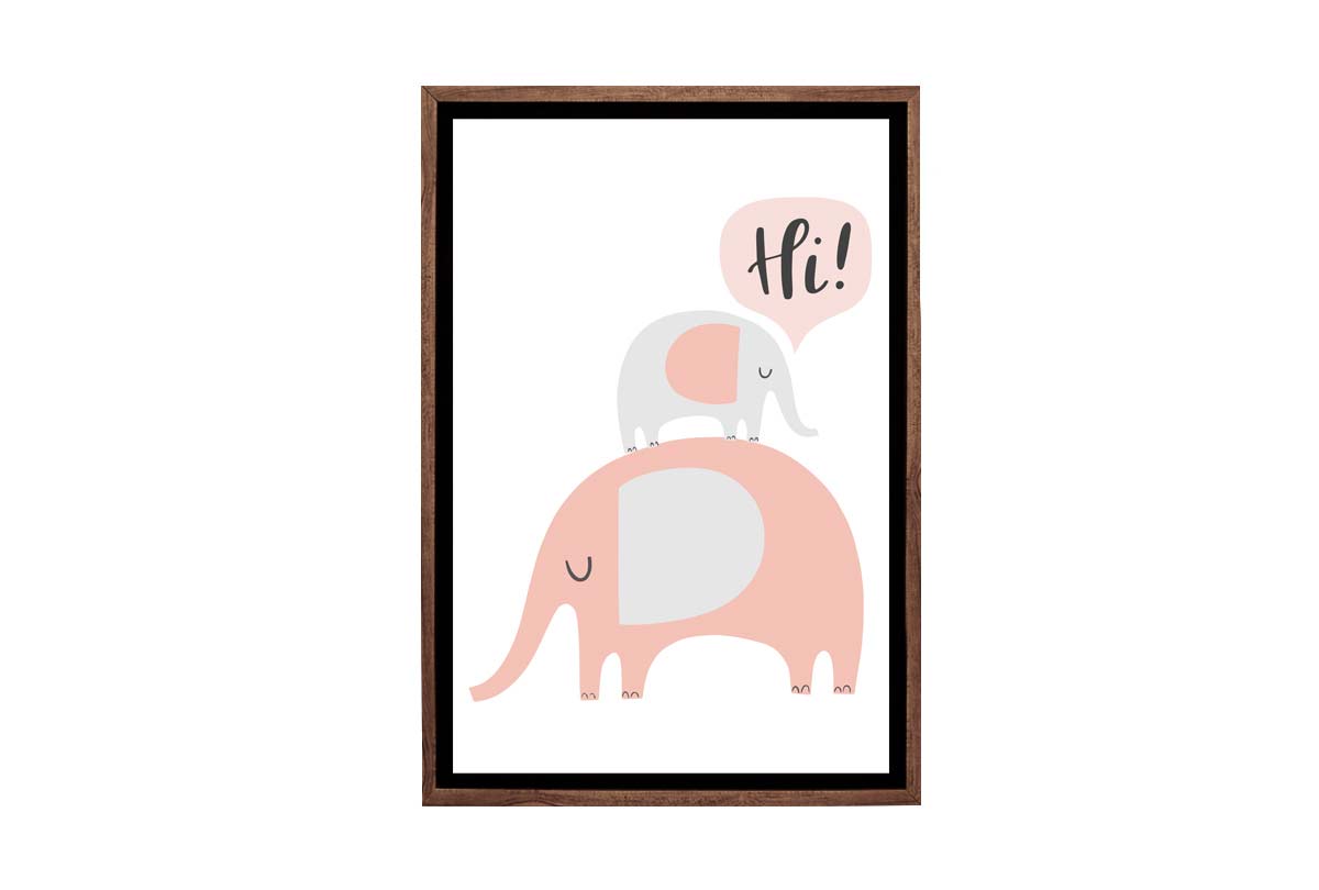 Elephants Pink | Scandinavian Kid's Wall Art Print