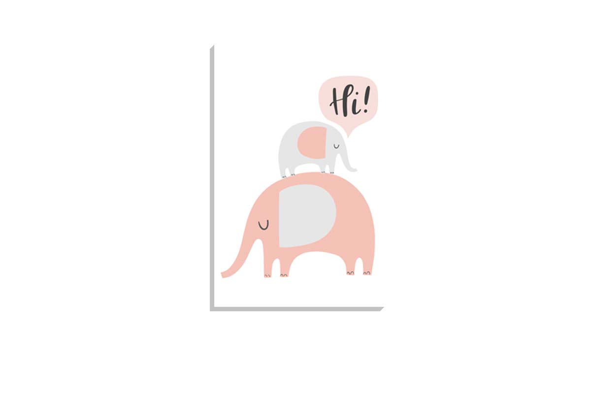 Elephants Pink | Scandinavian Kid's Wall Art Print