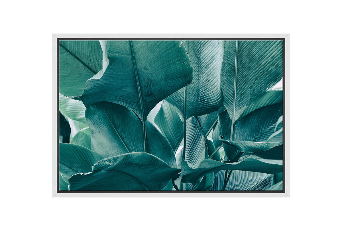 Tropical Leaves Blue Tone | Canvas Wall Art Print