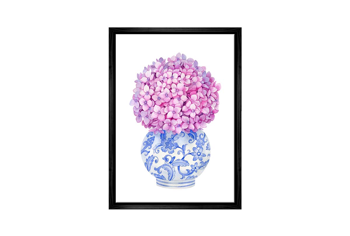 Blue White Vase Hydrangea | Hamptons Canvas Wall Art Print