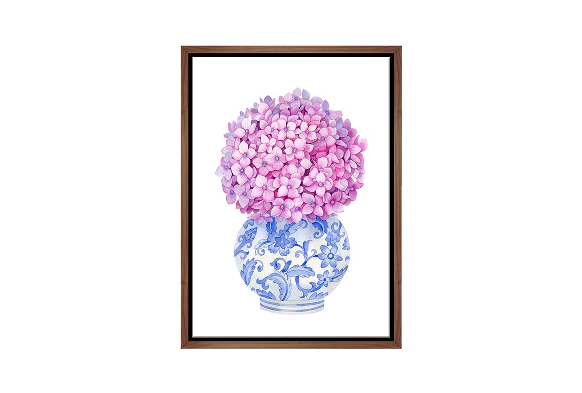 Blue White Vase Hydrangea | Hamptons Canvas Wall Art Print