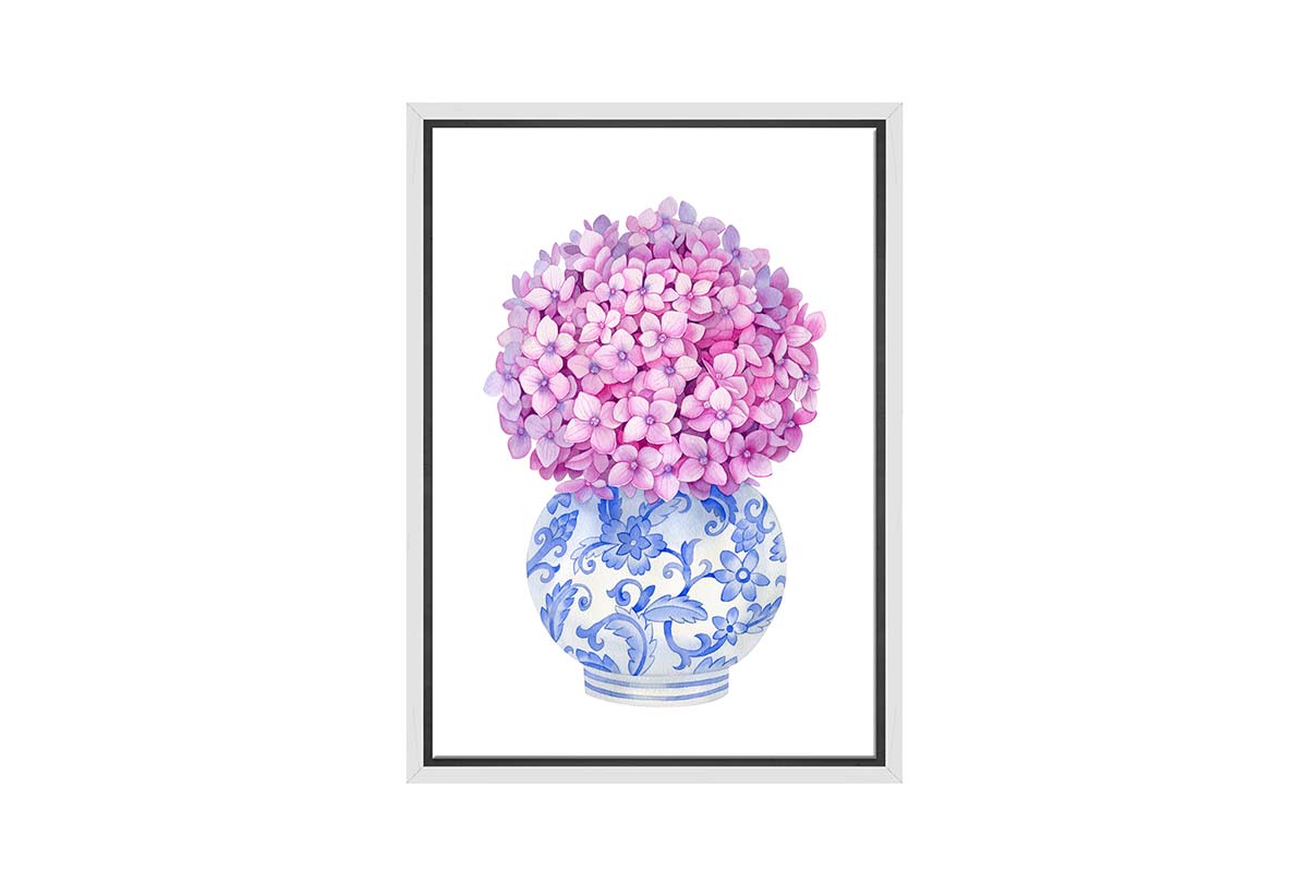 Blue White Vase Hydrangea | Hamptons Canvas Wall Art Print