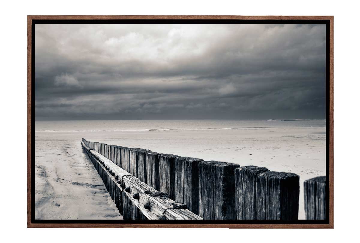 Black and White Beach Scene | Canvas Wall Art Print