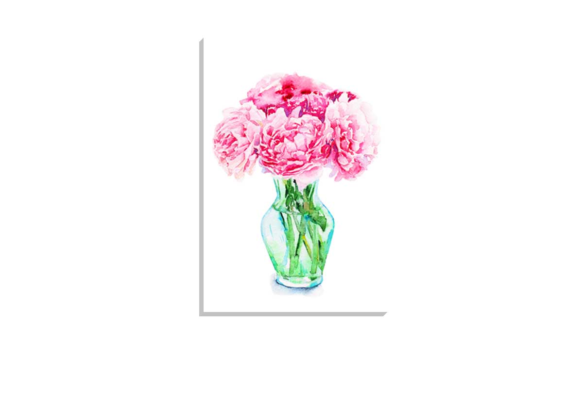 Pink Peonies in Vase | Canvas Wall Art Print