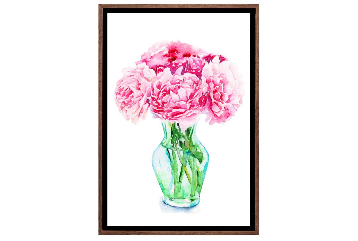 Pink Peonies in Vase | Canvas Wall Art Print