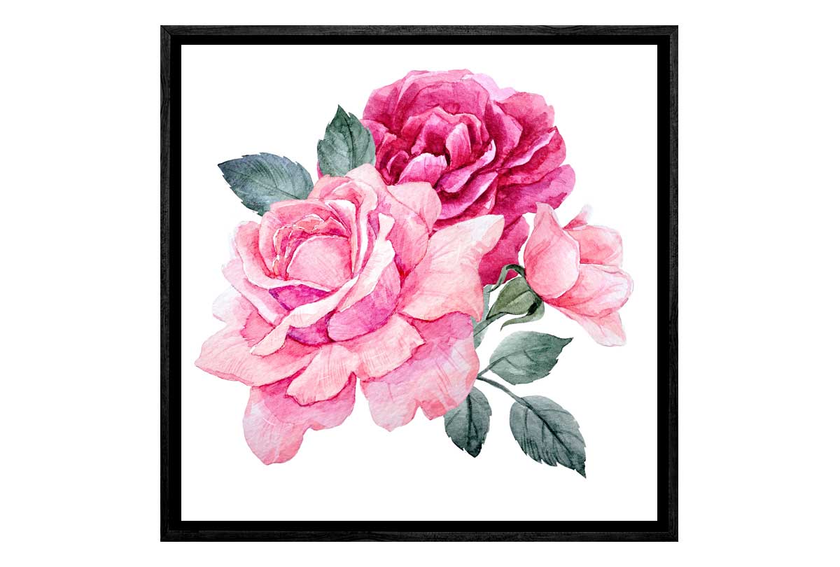 Pink Roses Watercolour | Canvas Wall Art Print