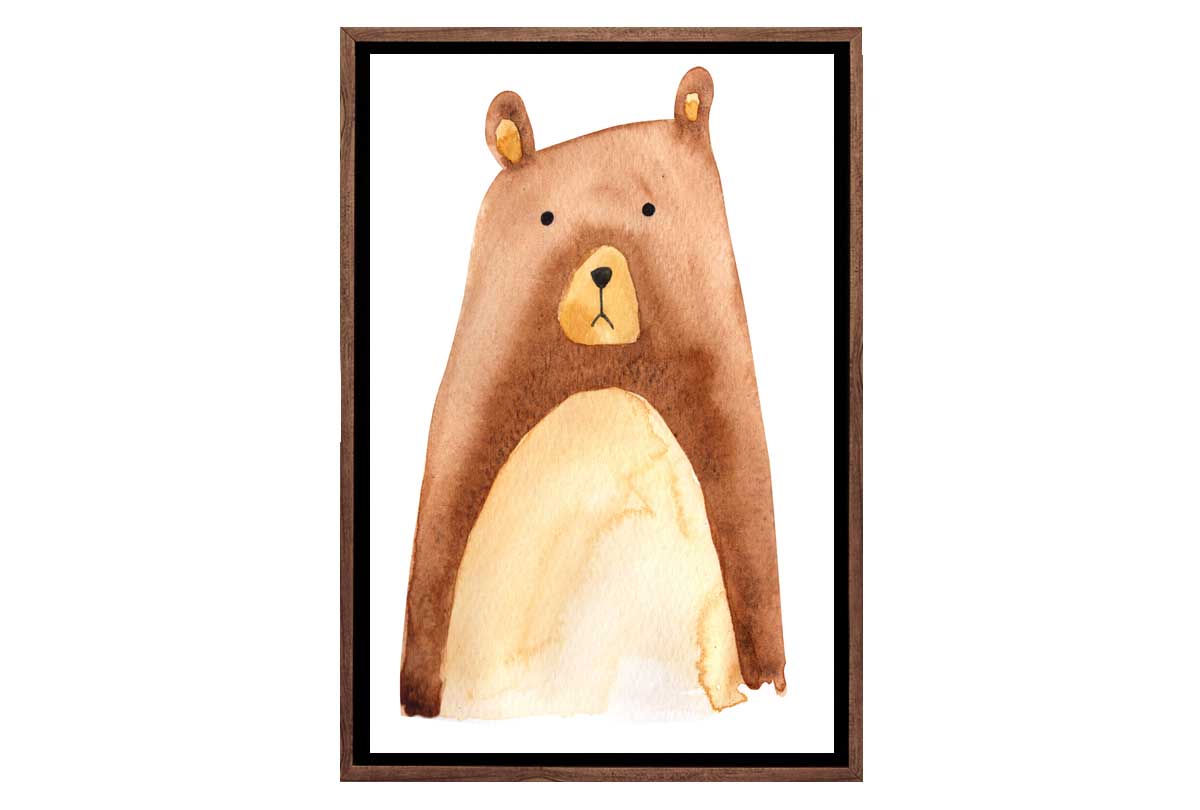 Brown Bear | Kids Woodland Print | Canvas Wall Art Print