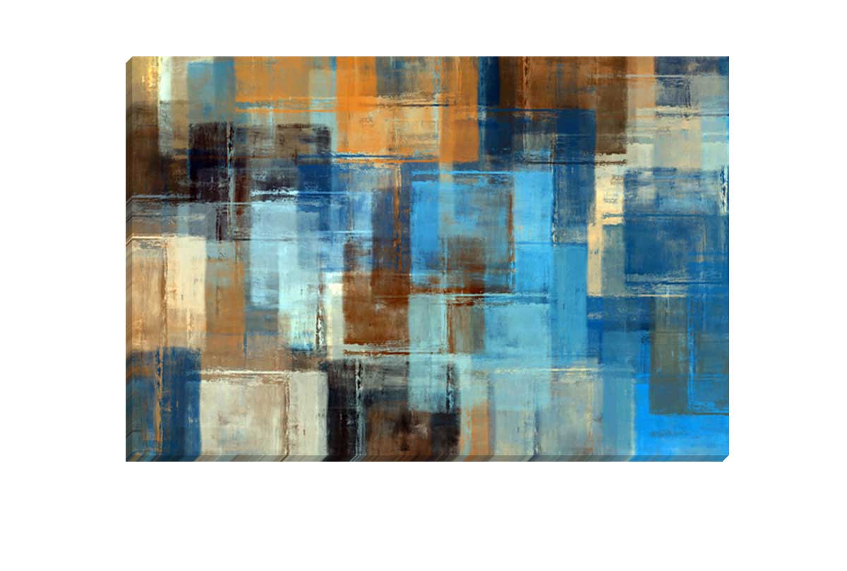 Brown and Blue Abstract | Canvas Wall Art Print