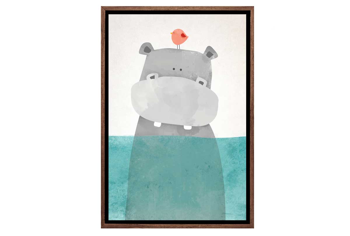 Swimming Hippo | Canvas Art Print