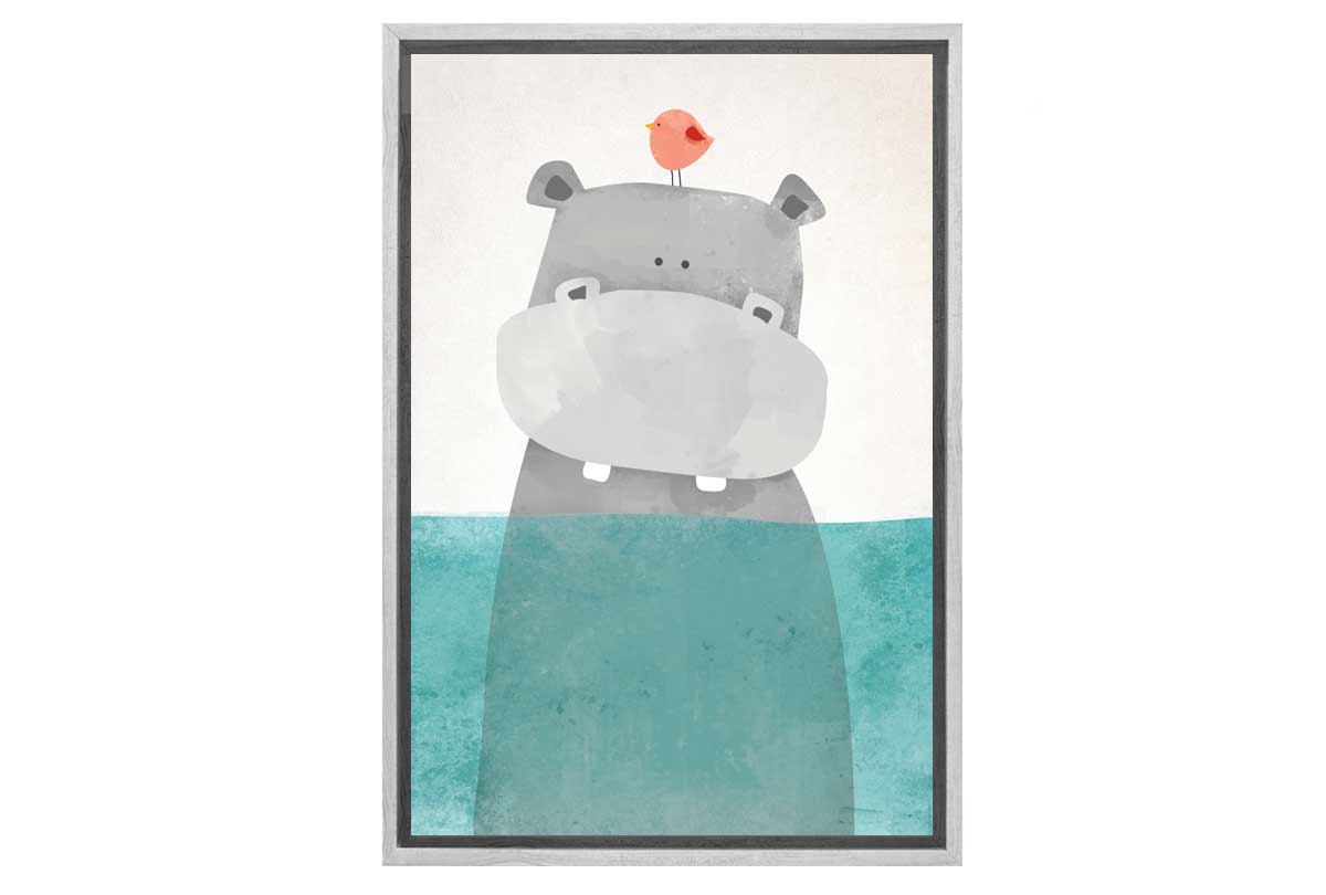 Swimming Hippo | Canvas Art Print