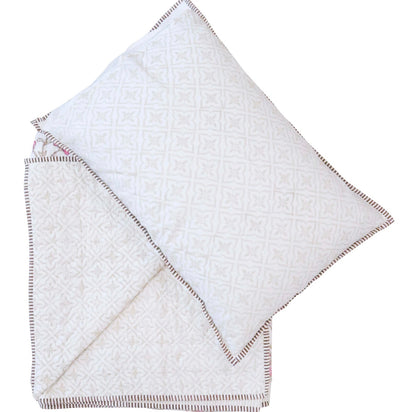 Quilted Bedspread Set Handmade Pink Beige