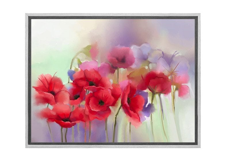 Passionate Floral Expression with Abstract Red Flowers Canvas Wall Art ...