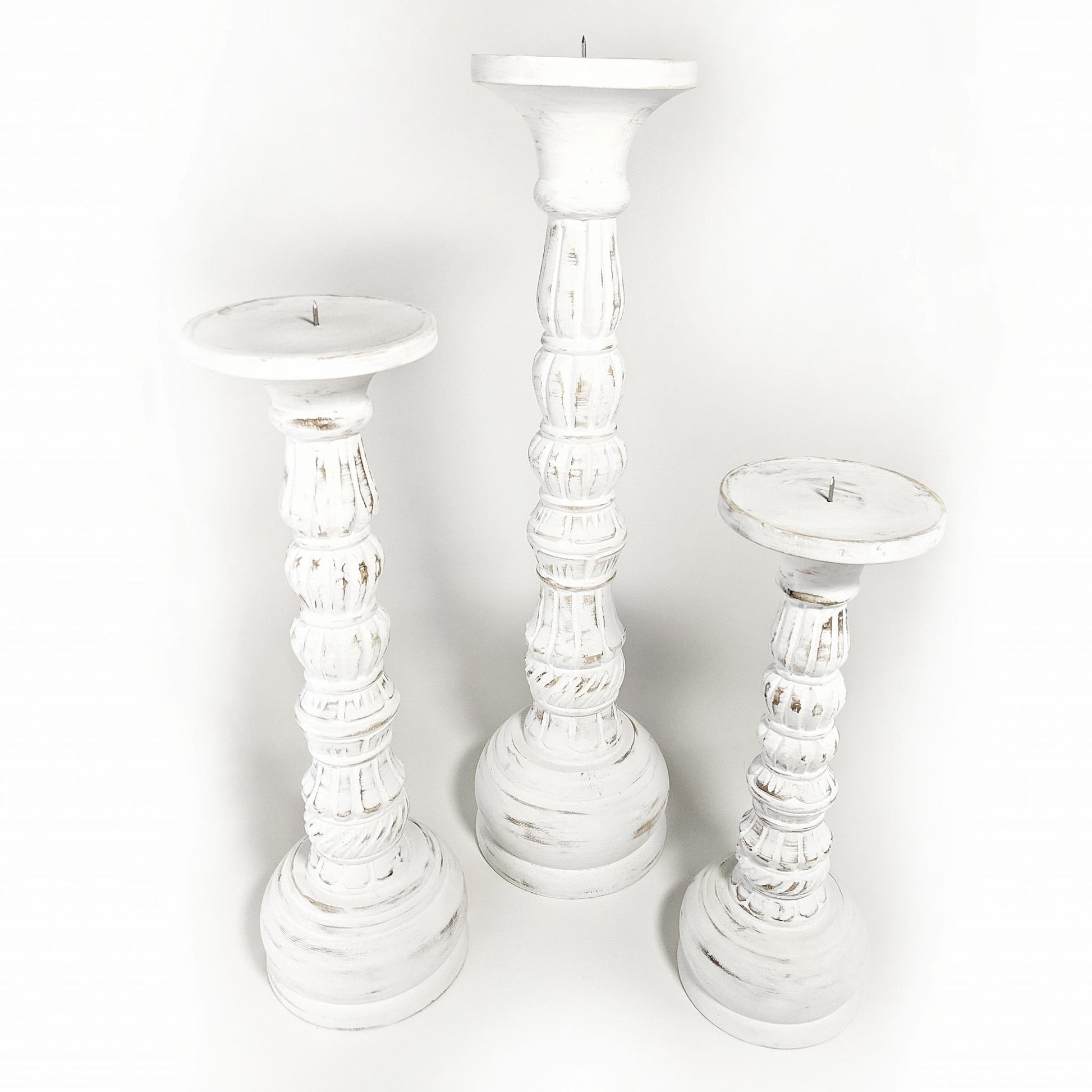 White and Grey Candle Holder Set of 3 — Finishing Touches